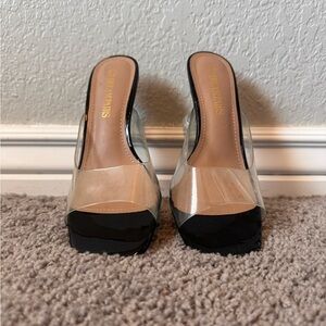 Clear and Black Women’s Heels